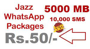 Jazz Whatsapp Package Monthly in 50 Rupees